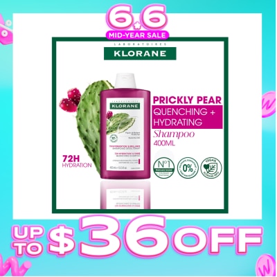 KLORANE - Quenching + Hydrating Prickly Pear Shampoo (For 72h Long Lasting Hydration & 2x Shinier Hair) 400ml