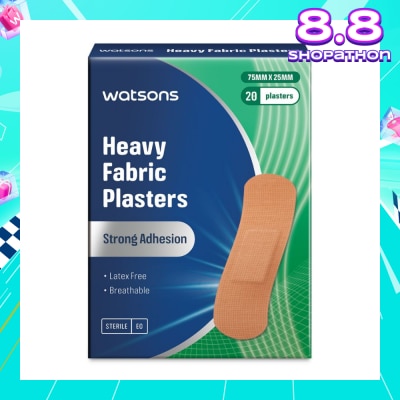 WATSONS Heavy Fabric Strong Adhesion Plaster 75mm x 25mm (Latex Free & Breathable) 20s