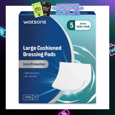 WATSONS Large Cushioned Dressing Extra Protection Pad 10cm x 10cm (Highly Absorbent & Non-Stick Pad) 5s