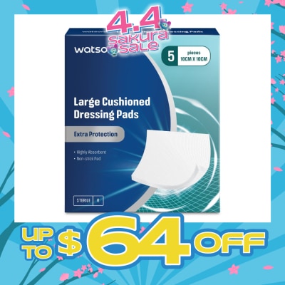 WATSONS - Large Cushioned Dressing Extra Protection Pad 10cm x 10cm (Highly Absorbent & Non-Stick Pad) 5s