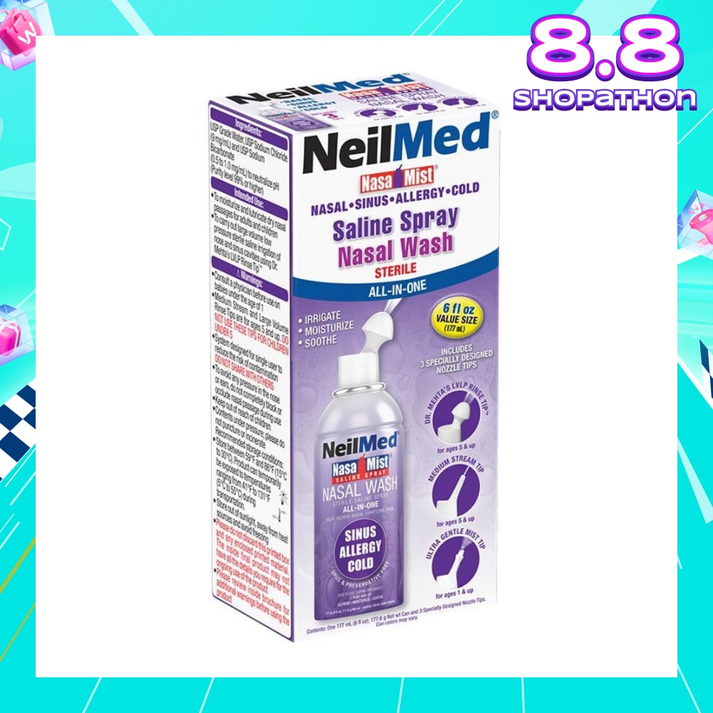 NeilMed NasaMist Saline Spray All-In-One (Soothe, Moisturize and Cleanse Nasal) 17ml<BR>