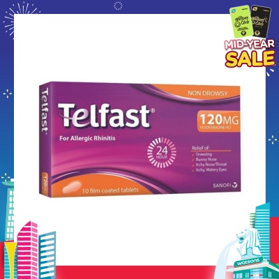 TELFAST Fast And Non-Drowsy Allergy Relief 120mg Tablet 10s