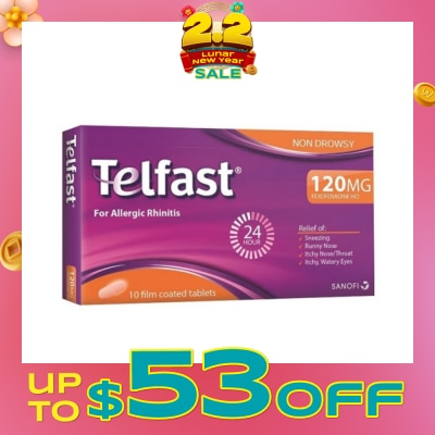 TELFAST Fast And Non-Drowsy Allergy Relief 120mg Tablet 10s
