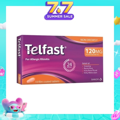 TELFAST - Fast And Non-Drowsy Allergy Relief 120mg Tablet 10s