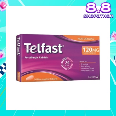 TELFAST Fast And Non-Drowsy Allergy Relief 120mg Tablet 10s