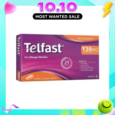 TELFAST Fast And Non Drowsy Allergy Relief 120mg Tablet 10s image