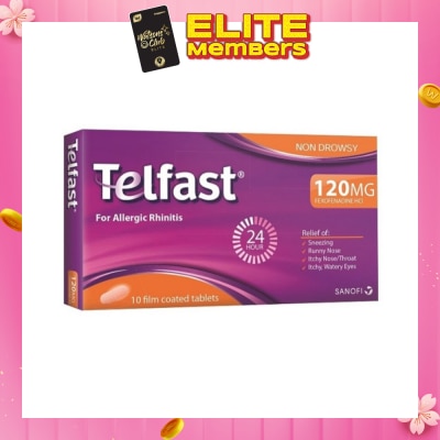 TELFAST Fast And Non-Drowsy Allergy Relief 120mg Tablet 10s