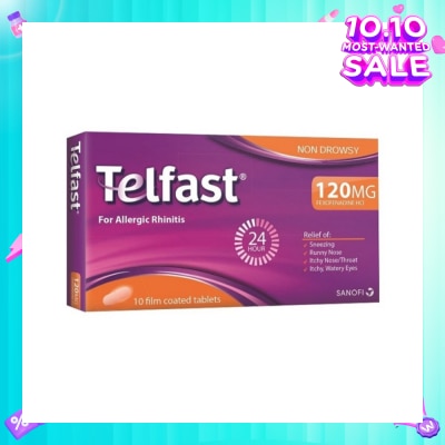 TELFAST Fast And Non-Drowsy Allergy Relief 120mg Tablet 10s