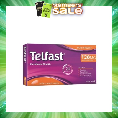 TELFAST - Fast And Non-Drowsy Allergy Relief 120mg Tablet 10s