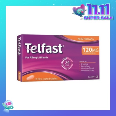 TELFAST Fast And Non-Drowsy Allergy Relief 120mg Tablet 10s