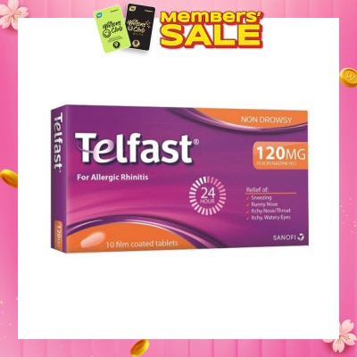 TELFAST Fast And Non-Drowsy Allergy Relief 120mg Tablet 10s