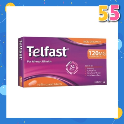 TELFAST Fast And Non-Drowsy Allergy Relief 120mg Tablet 10s