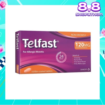 TELFAST Fast And Non-Drowsy Allergy Relief 120mg Tablet 10s