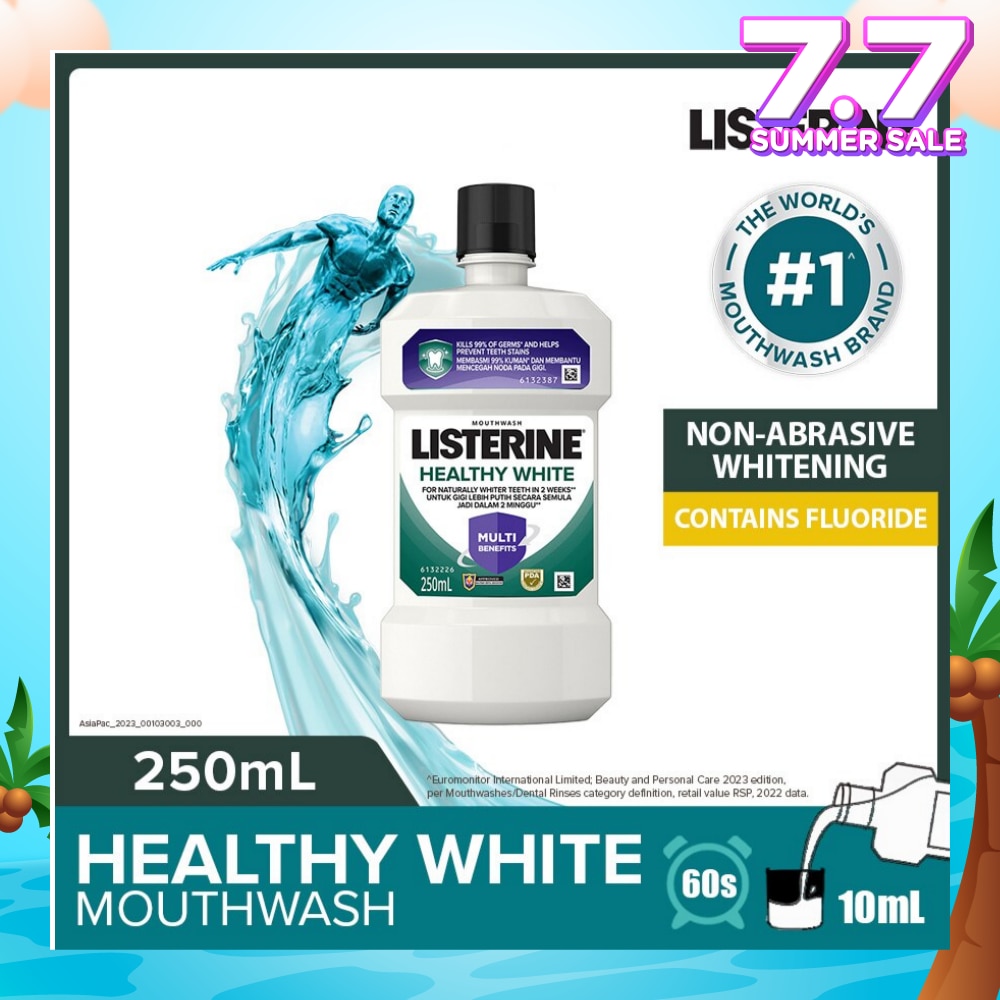 Listerine Healthy White Multi-Action Mouthwash Natural Lemon & Salt 250ml