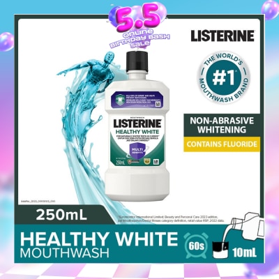 LISTERINE - Listerine Healthy White Multi-Action Mouthwash Natural Lemon & Salt 250ml