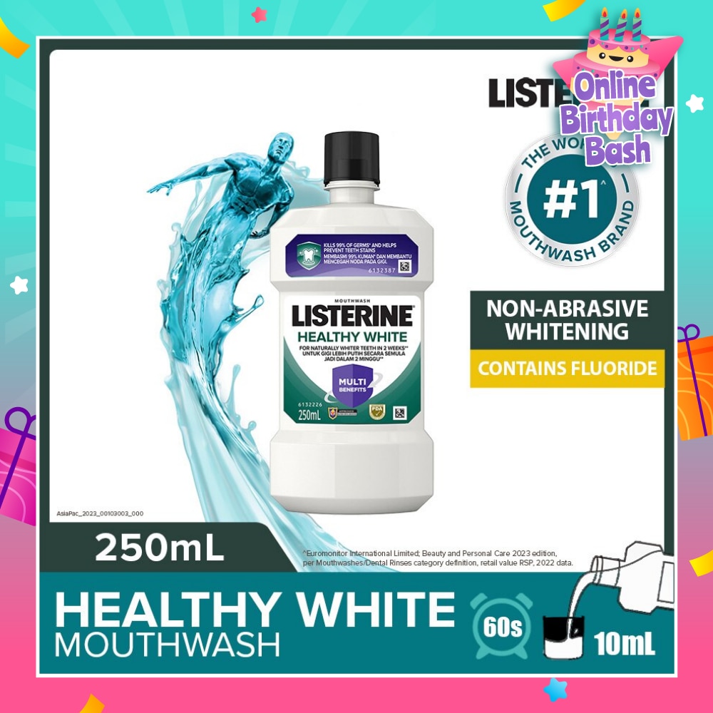 Listerine Healthy White Multi-Action Mouthwash Natural Lemon & Salt 250ml