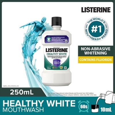 LISTERINE Healthy White Multi-Action Mouthwash Natural Lemon & Salt (Lift Stains To Give Whiter Teeth) 250ml