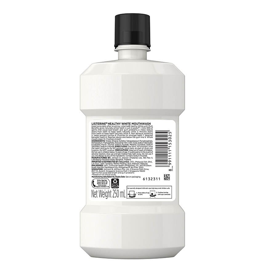 Healthy White Multi-Action Mouthwash Natural Lemon & Salt (Lift Stains To Give Whiter Teeth) 250ml