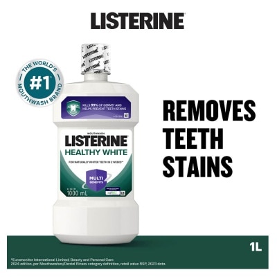 LISTERINE Healthy White Multi-Action Mouthwash Natural Lemon & Salt (Lift Stains To Give Whiter Teeth) 1000ml