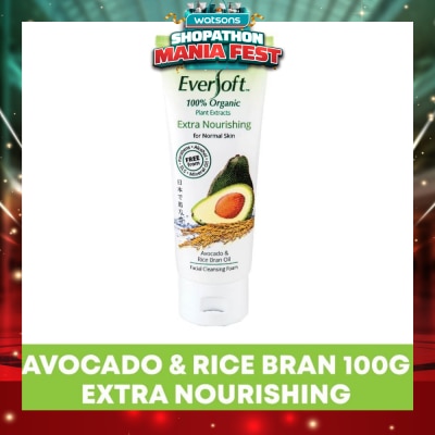EVERSOFT - Organic Avocado & Rice Bran Facial Cleanser 100g