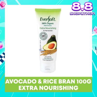 EVERSOFT Organic Avocado & Rice Bran Facial Cleanser 100g