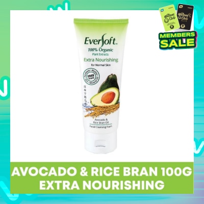 EVERSOFT Organic Avocado & Rice Bran Facial Cleanser 100g