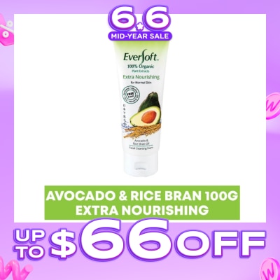 EVERSOFT - Organic Avocado & Rice Bran Facial Cleanser 100g