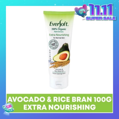 EVERSOFT Organic Avocado & Rice Bran Facial Cleanser 100g