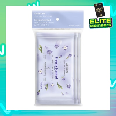 WATSONS Scented Invigorating Wet Wipes Freesia 10s x 3 packet