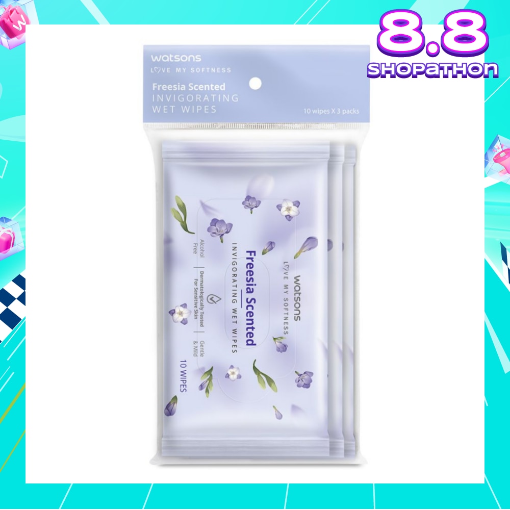 Scented Invigorating Wet Wipes Freesia 10s x 3 packet