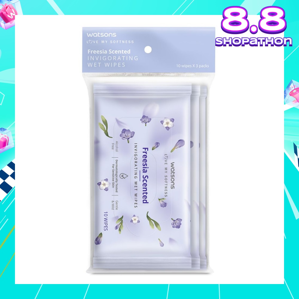 Scented Invigorating Wet Wipes Freesia 10s x 3 packet
