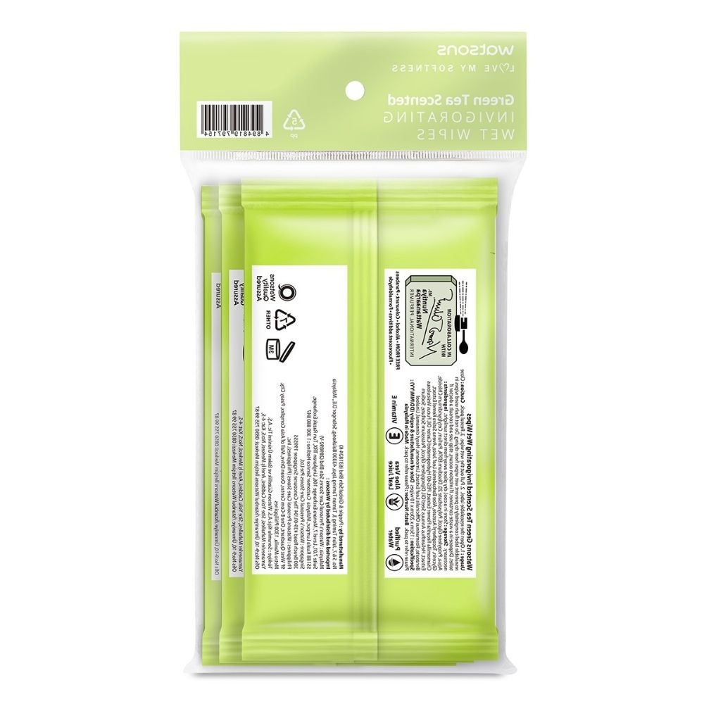 Invigorating Wet Wipes Green Tea (Alcohol Free & Dermatologically Tested) 10s x 3