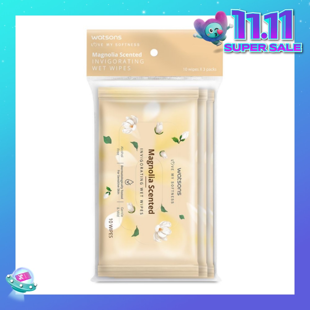Scented Invigorating Wet Wipes Magnolia 10s x 3 packet