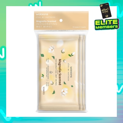 WATSONS Scented Invigorating Wet Wipes Magnolia 10s x 3 packet