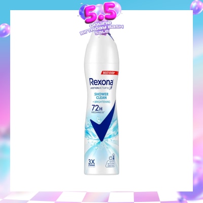 REXONA - Shower Clean And Brightening Anti Perspirant With Motion Activated Technology (Provides Up To 72 Hours Protection Against Sweat And Odour) 135ml