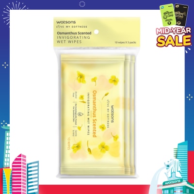 WATSONS Scented Invigorating Wet Wipes Osmanthus 10s x 3 packet