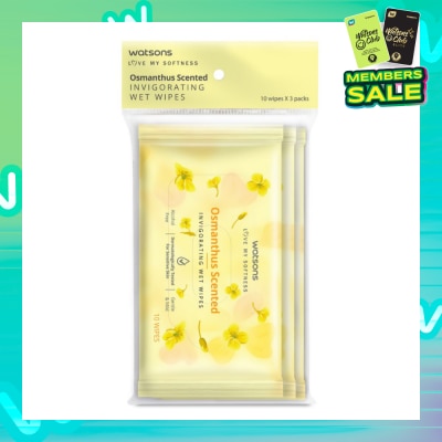 WATSONS Scented Invigorating Wet Wipes Osmanthus 10s x 3 packet