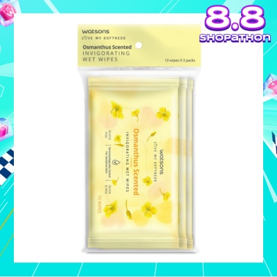 WATSONS Scented Invigorating Wet Wipes Osmanthus 10s x 3 packet