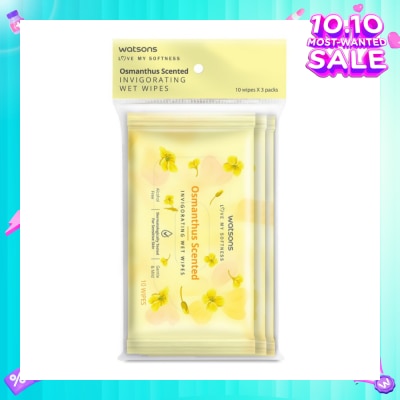 WATSONS Scented Invigorating Wet Wipes Osmanthus 10s x 3 packet