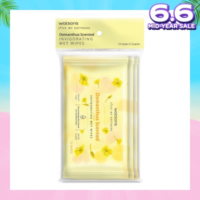 WATSONS Scented Invigorating Wet Wipes Osmanthus 10s x 3 packet
