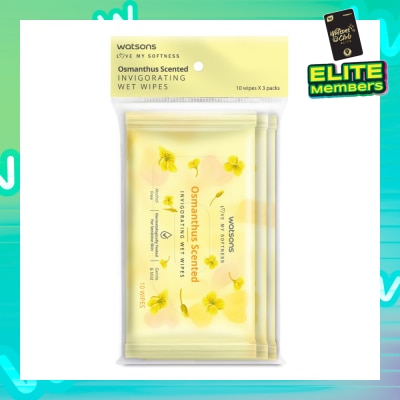 WATSONS Scented Invigorating Wet Wipes Osmanthus 10s x 3 packet