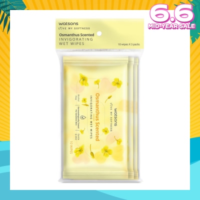 WATSONS Scented Invigorating Wet Wipes Osmanthus 10s x 3 packet