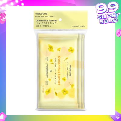 WATSONS Scented Invigorating Wet Wipes Osmanthus 10s x 3 packet