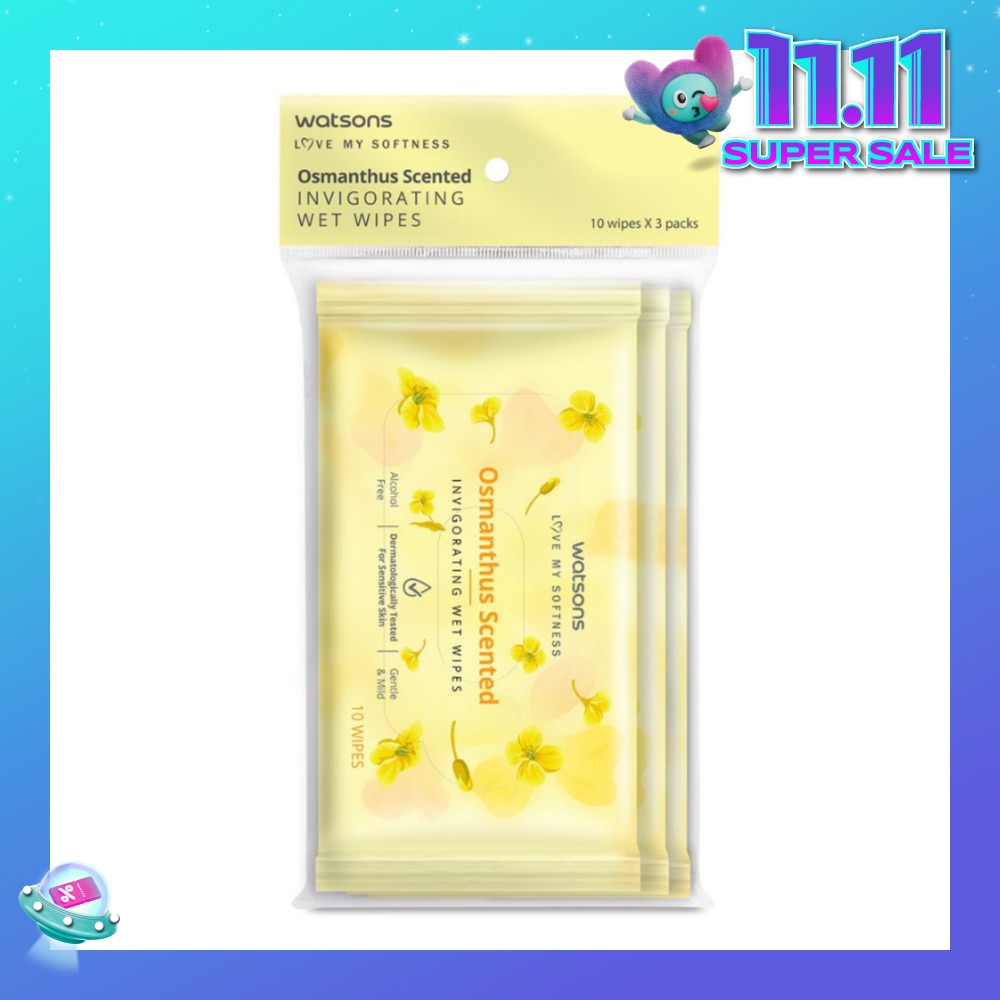Scented Invigorating Wet Wipes Osmanthus 10s x 3 packet