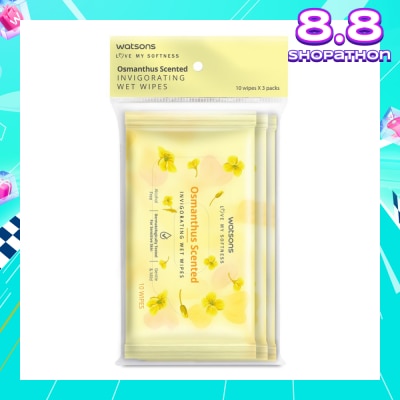 WATSONS Scented Invigorating Wet Wipes Osmanthus 10s x 3 packet