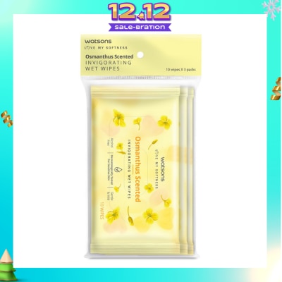 WATSONS Scented Invigorating Wet Wipes Osmanthus 10s x 3 packet