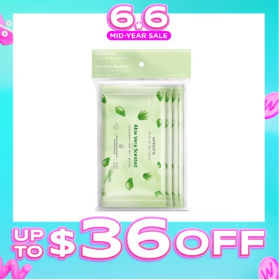 WATSONS - Scented Invigorating Wet Wipes Aloe Vera 10s x 4 packet