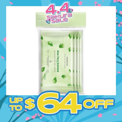 WATSONS - Scented Invigorating Wet Wipes Aloe Vera 10s x 4 packet