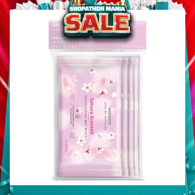 WATSONS - Scented Invigorating Wet Wipes Sakura 10s x 4 packet