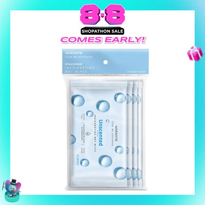 WATSONS - Invigorating Wet Wipes Unscented 10s x 4 packet